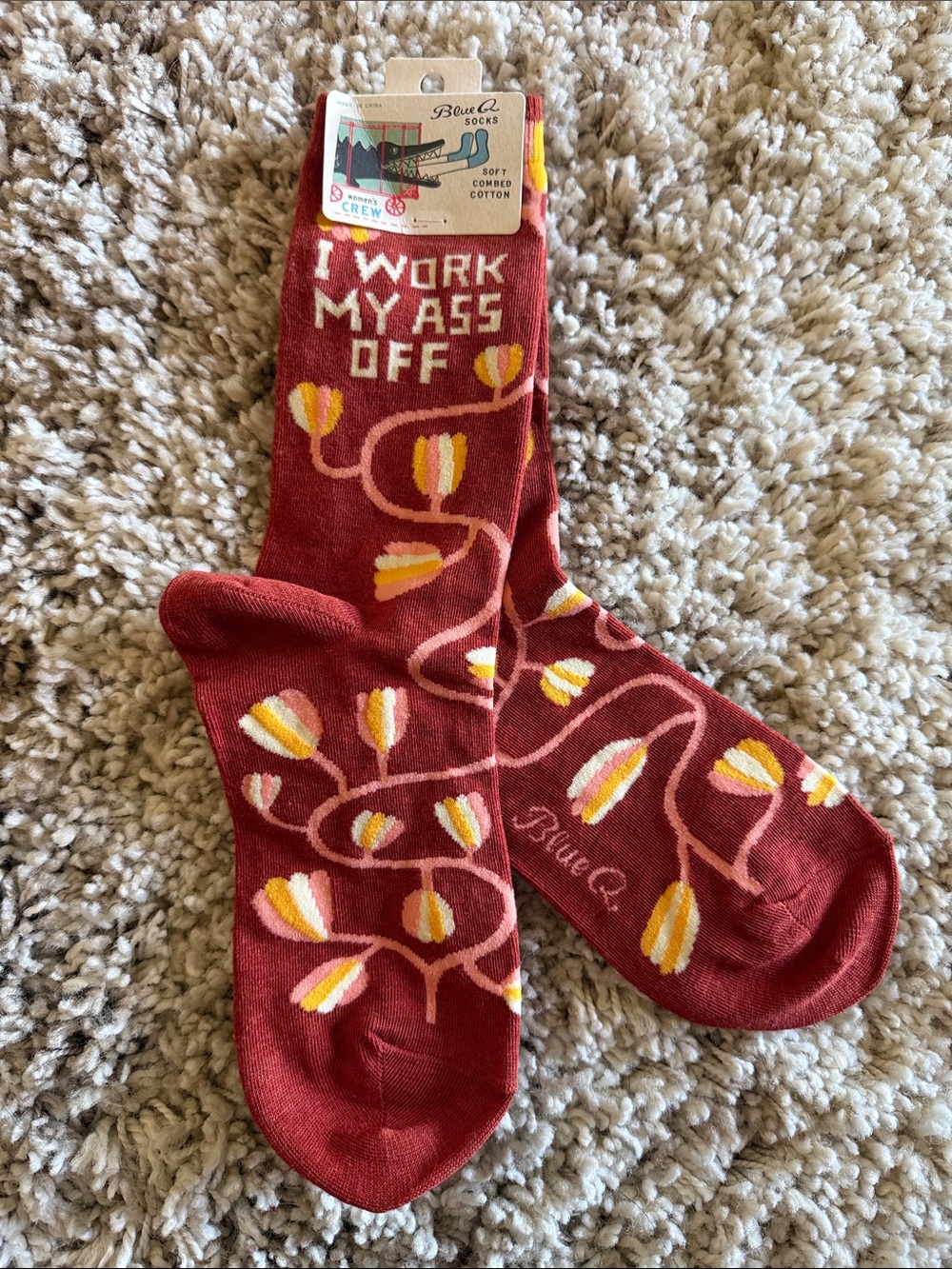 Blue Q ‘I Work My Ass Off' Crew Socks